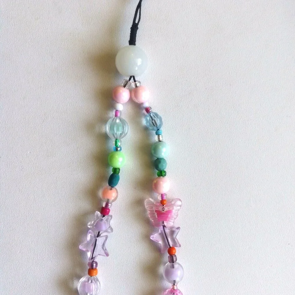 Beaded Phone Wrist Strap, Cellphone Lanyard Chain with Colorful Star